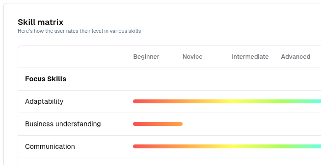 Skill Matrix preview